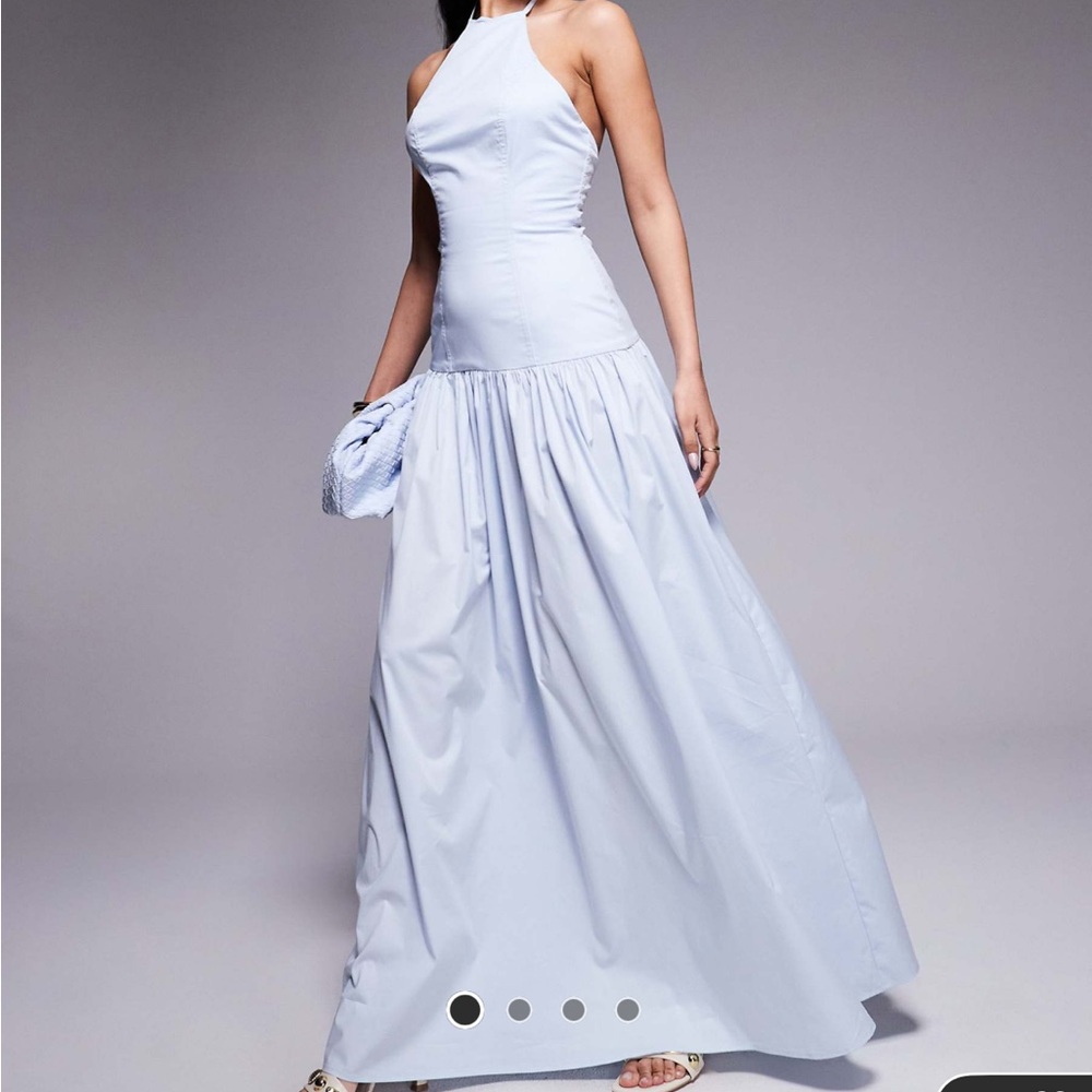 ASOS Blue Pleated A-Line Maxi Dress Resort Wear